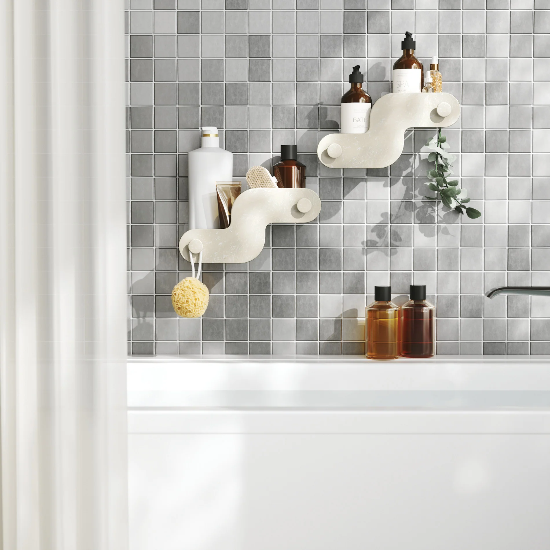 UMBRA Nami Adhesive Shower Bins — Glass - Image 8