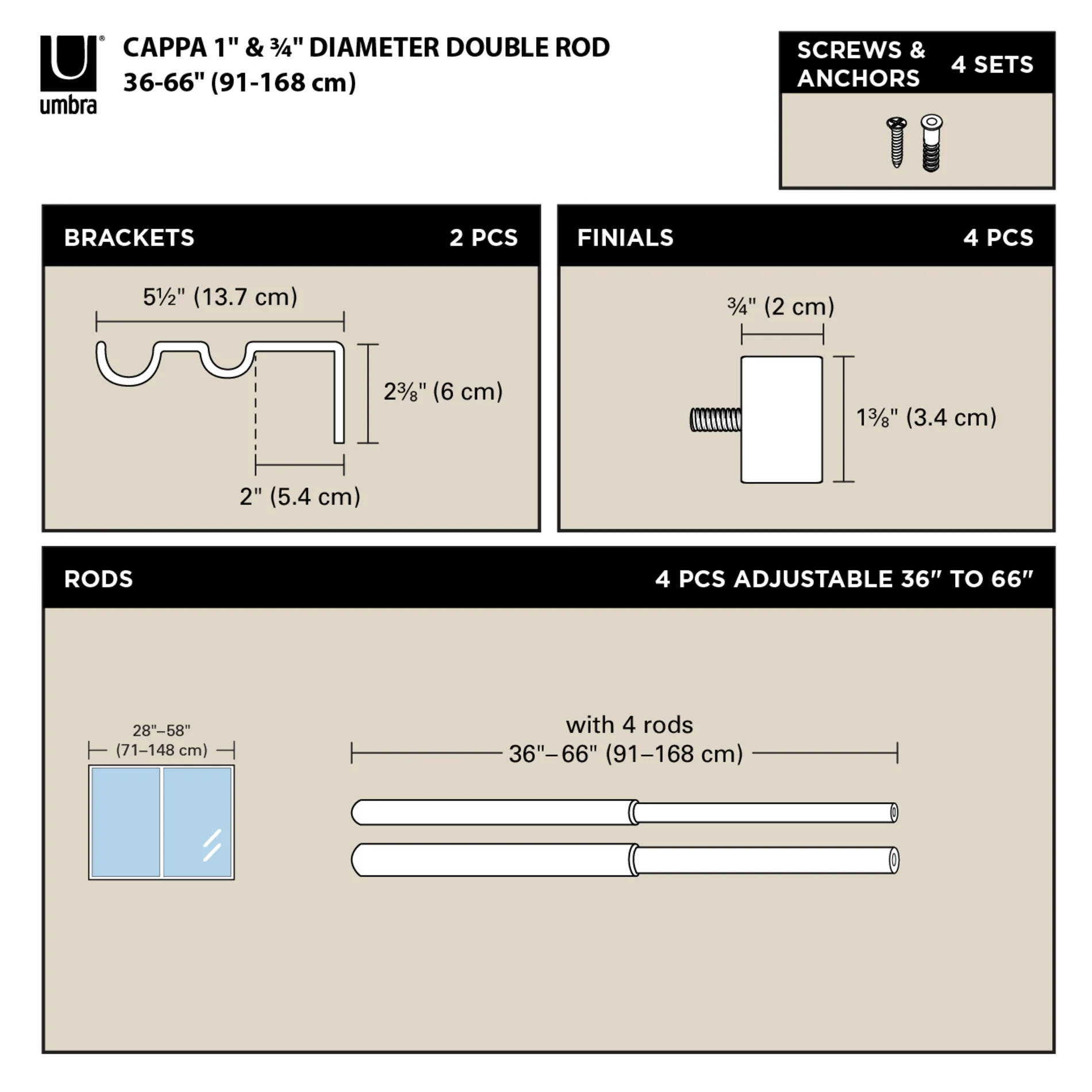 UMBRA Cappa Double Curtain Rod — Bracket - Image 5