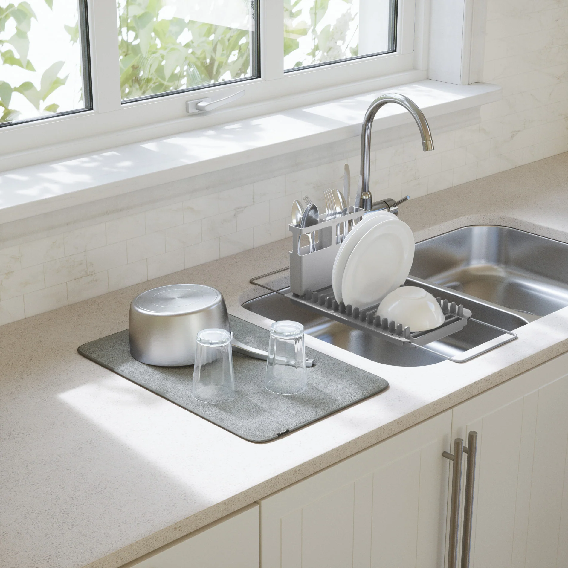 UMBRA UDry Over the Sink Dish Rack with Mat - Image 2