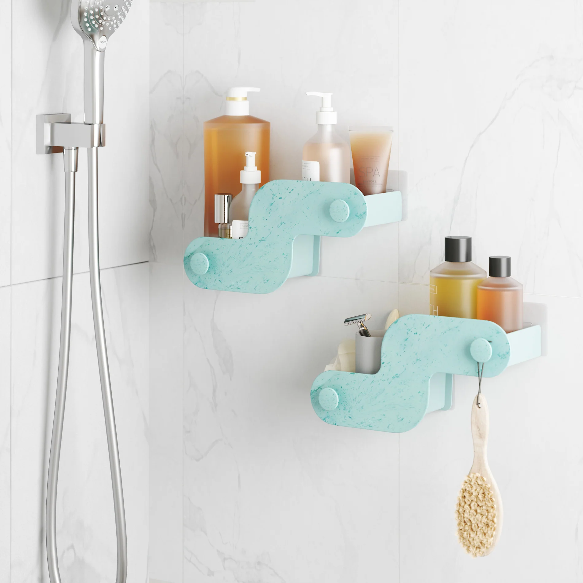UMBRA Nami Adhesive Shower Bins — Glass