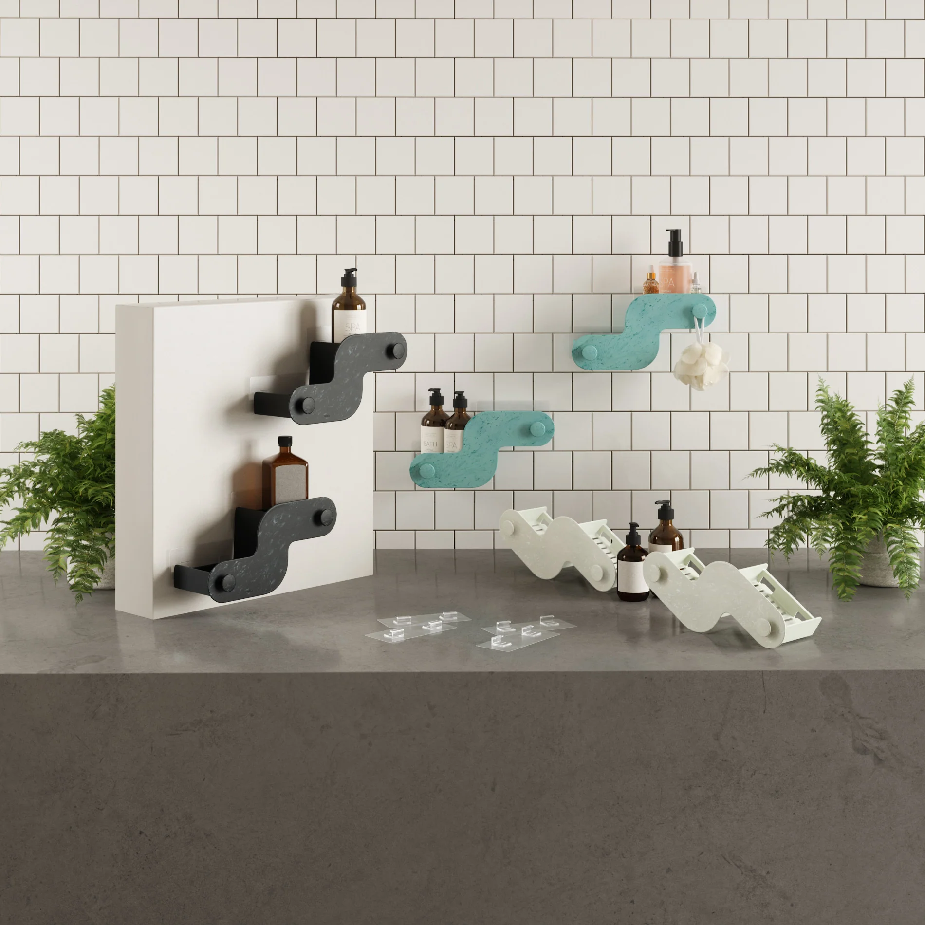 UMBRA Nami Adhesive Shower Bins — Glass - Image 3