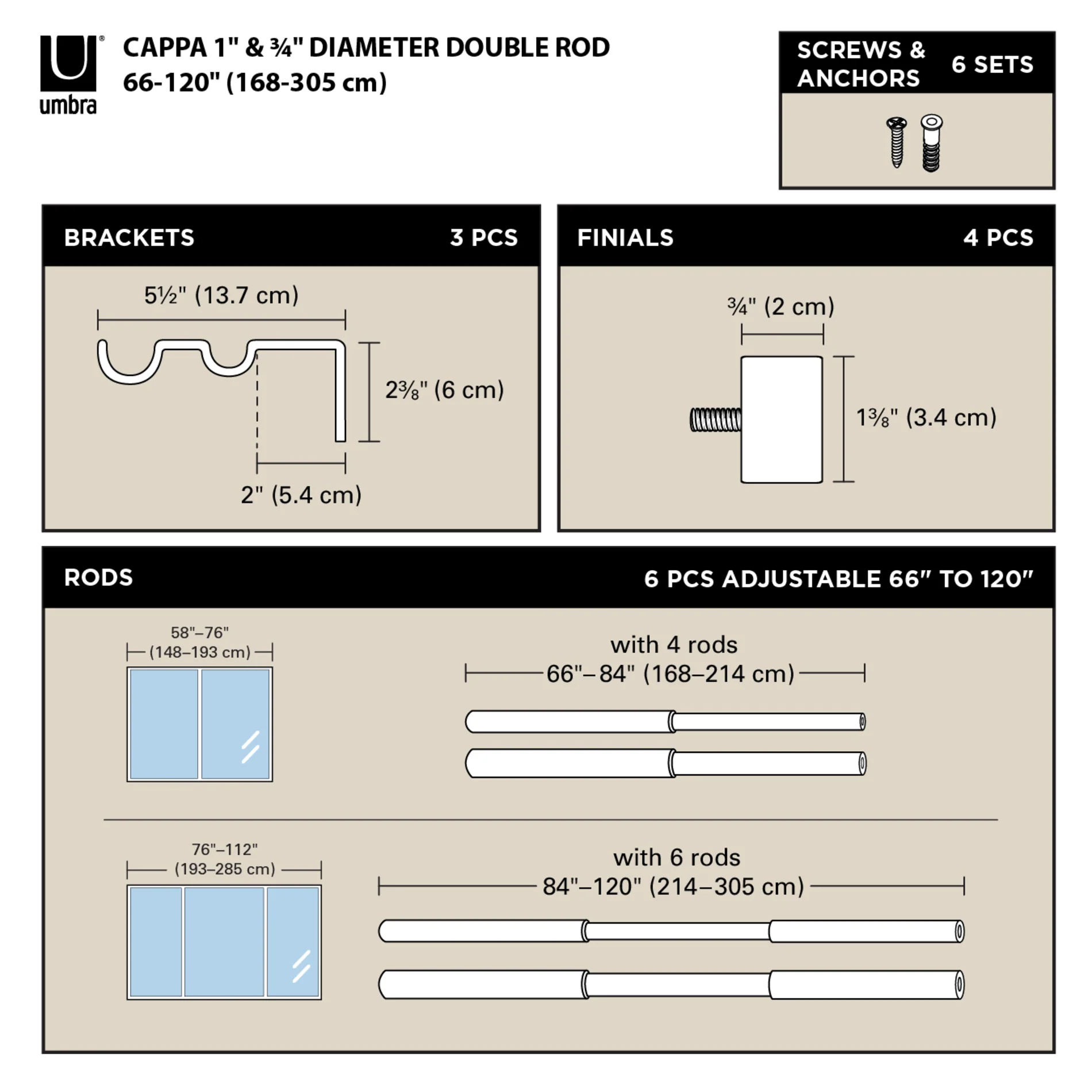 UMBRA Cappa Double Curtain Rod — Bracket - Image 7
