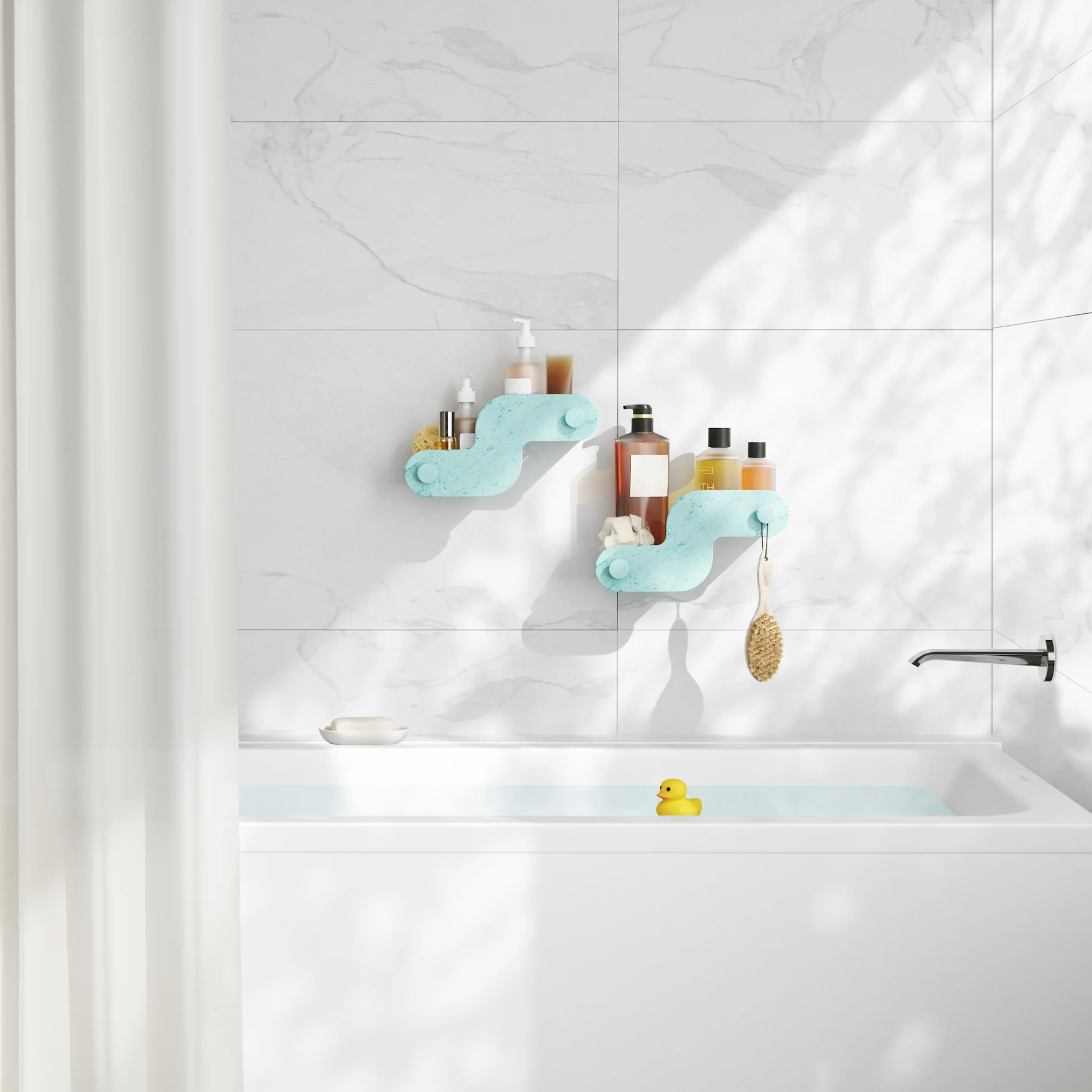 UMBRA Nami Adhesive Shower Bins — Glass - Image 2