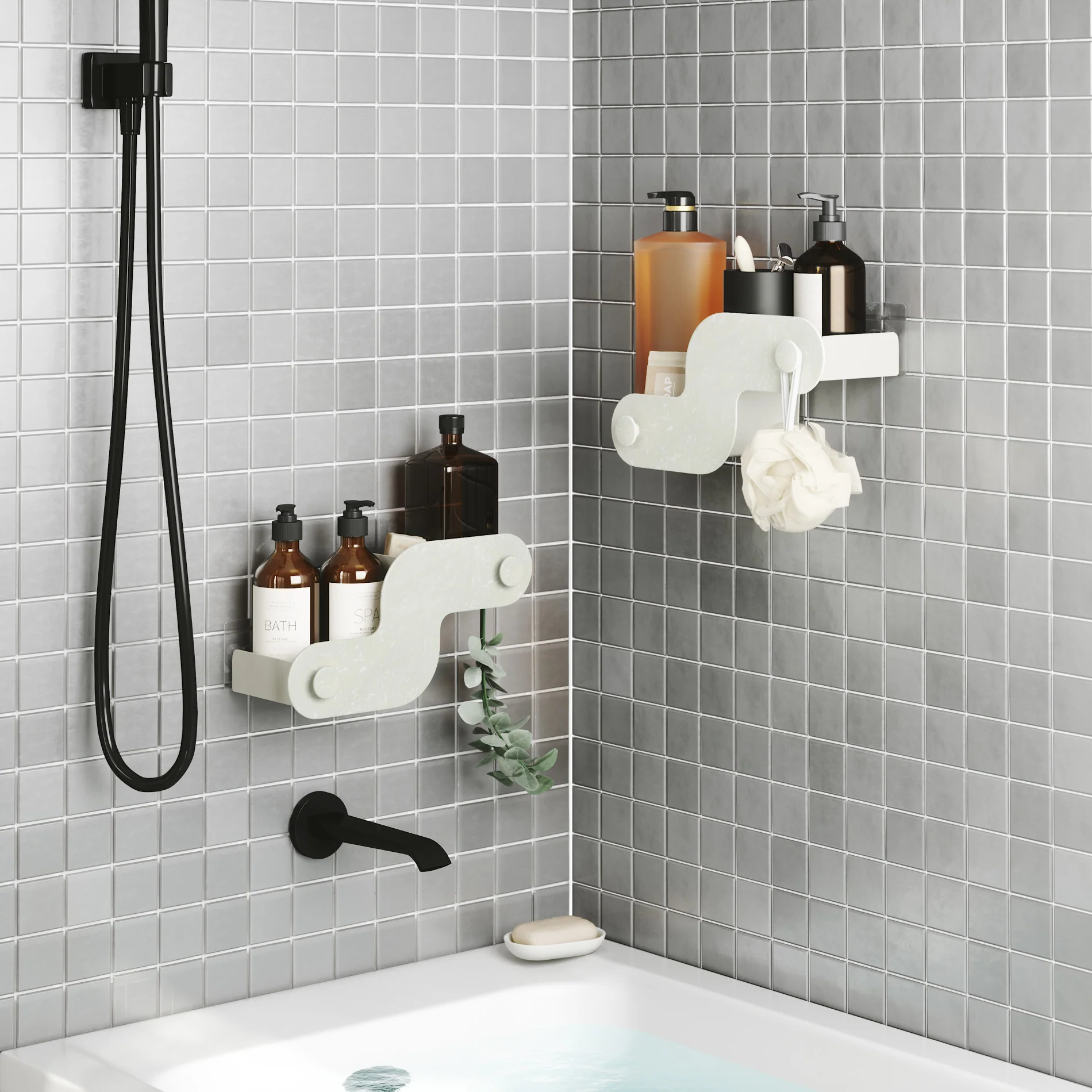 UMBRA Nami Adhesive Shower Bins — Glass - Image 7