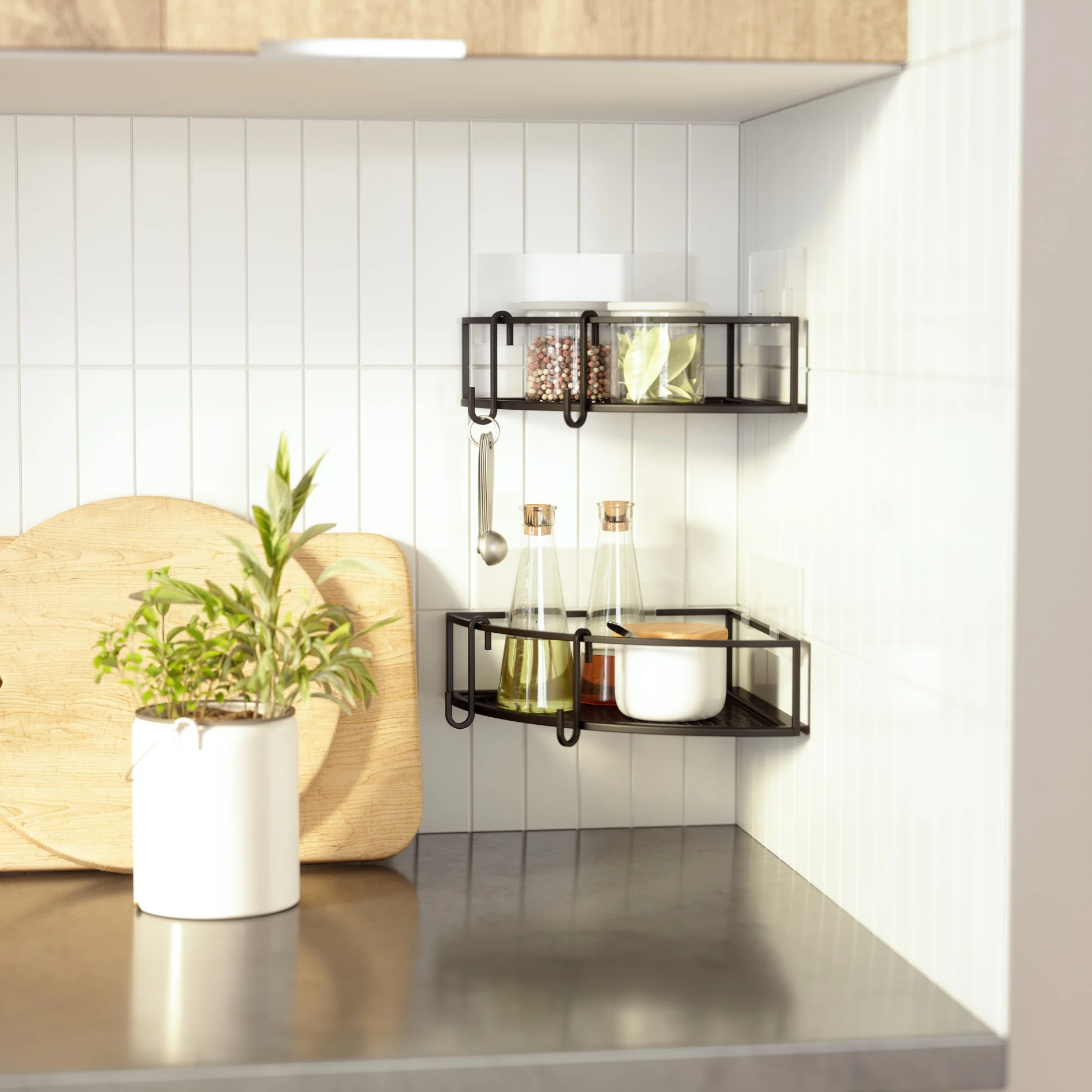 UMBRA Cubiko Adhesive Corner Bins, Set of 2 - Image 4