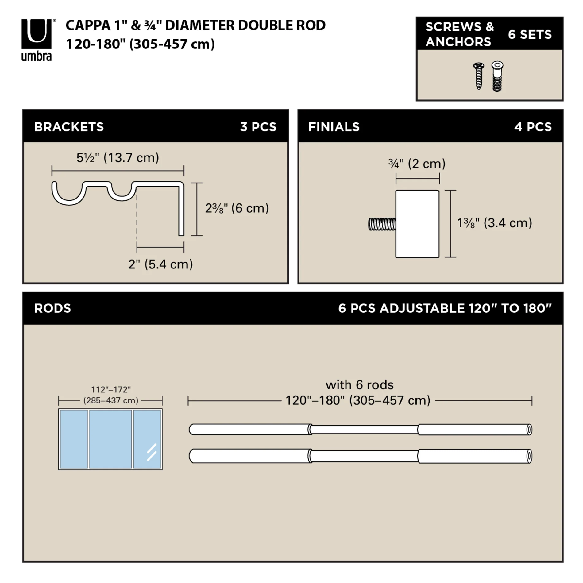 UMBRA Cappa Double Curtain Rod — Bracket - Image 13